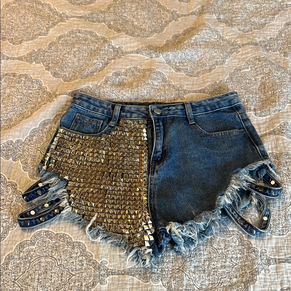 Studded Denim Women Shorts
